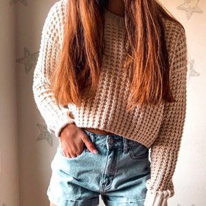 LA Hearts Off White Cropped Sweater Size Small